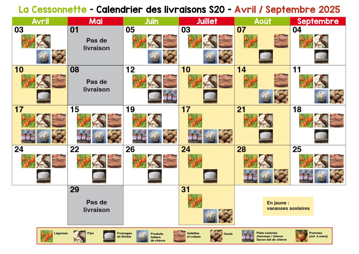 Calendrier s20 avril sept 25