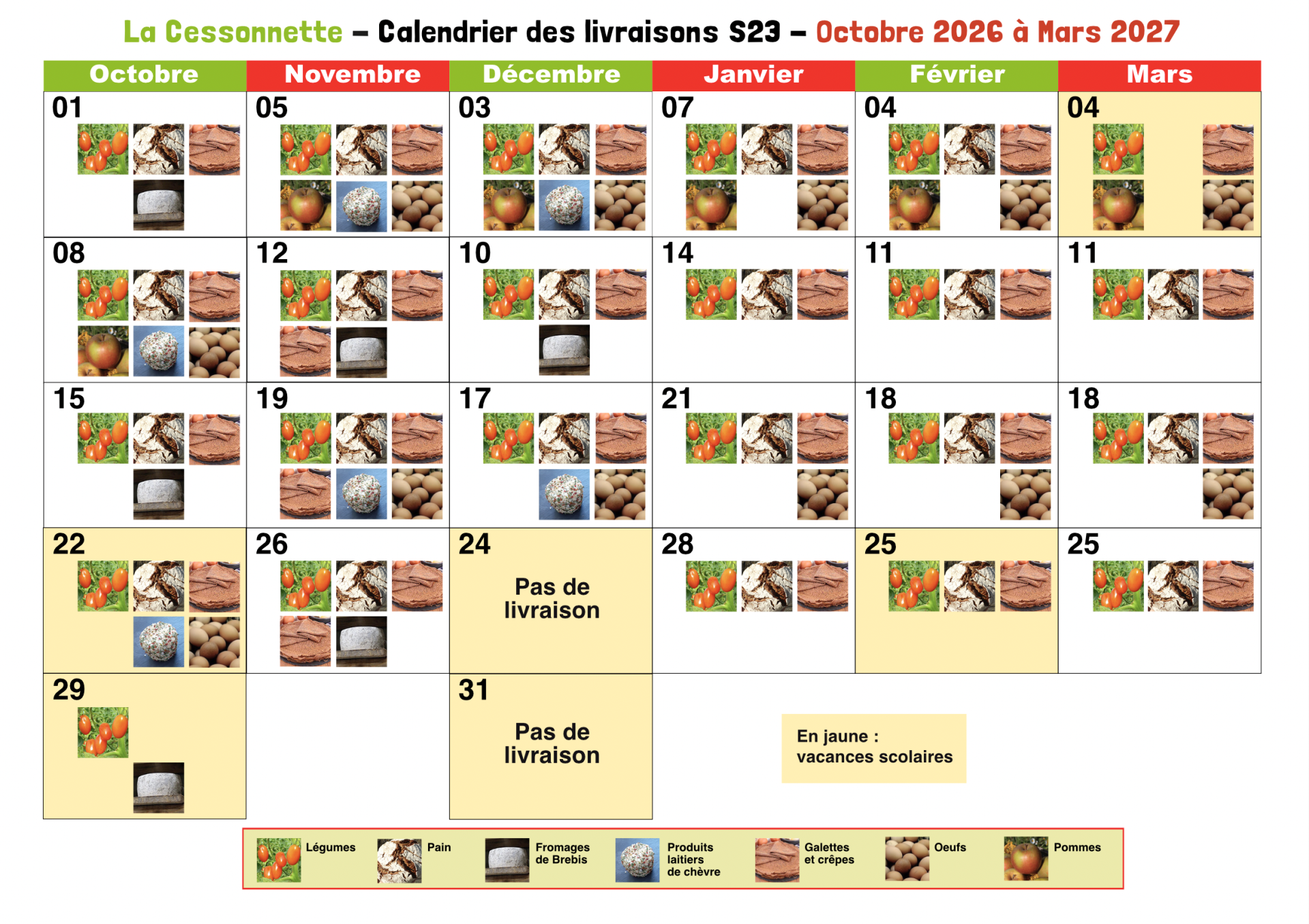 Calendrier s23 oct26 mars27